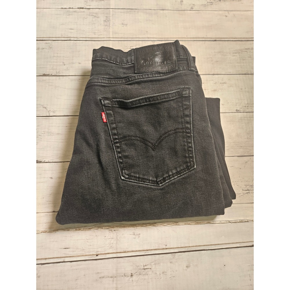 Levis 513 Slim Straight Jeans Mens 32x31 Washed Black Denim Pants